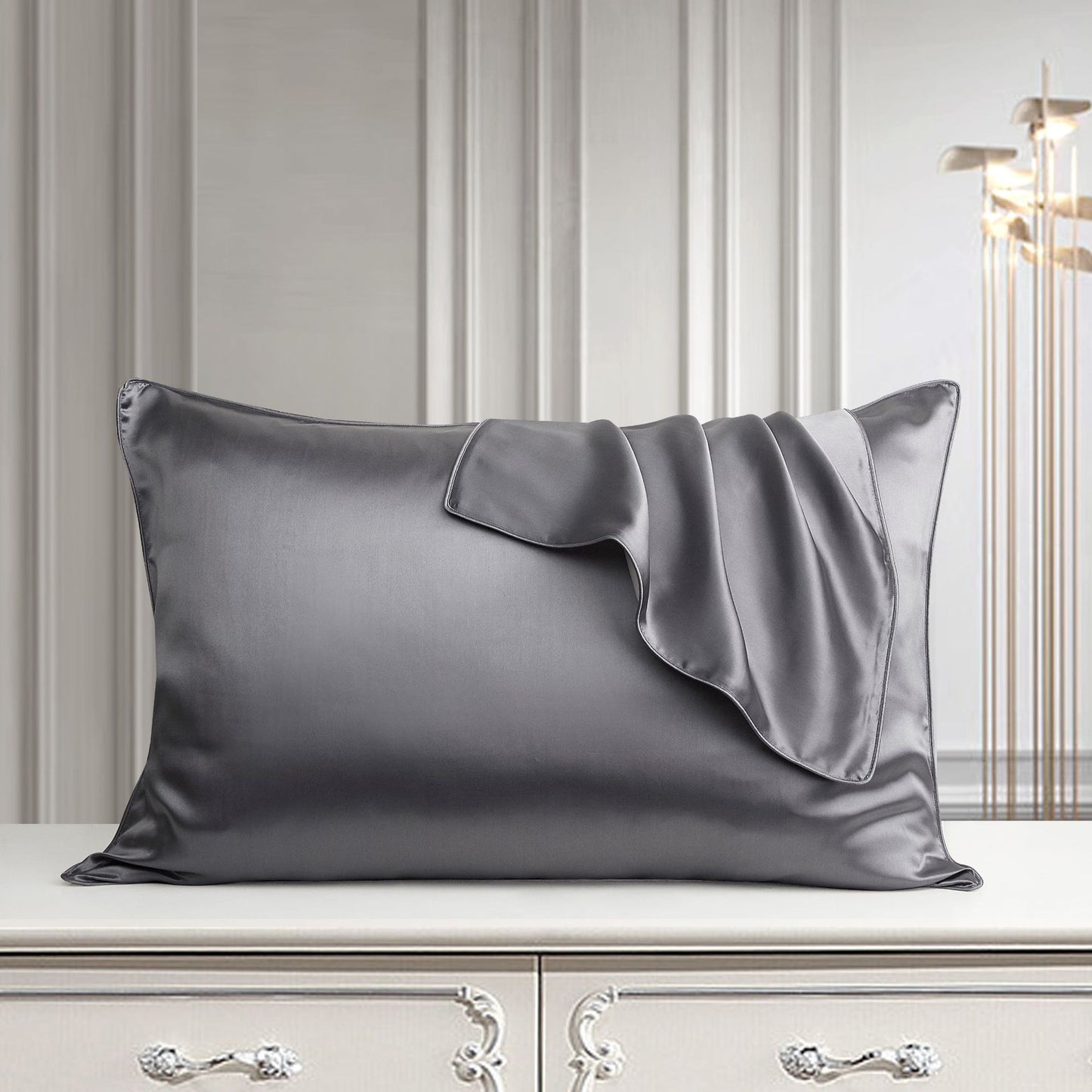 Metallic gray silk pillowcase | Pamper your hair