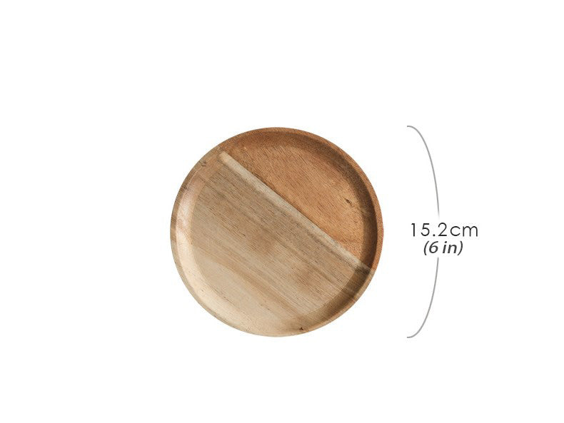 Artisanal Round Acacia Wood Tray | Handcrafted Minimalist Decor & Serving Plate
