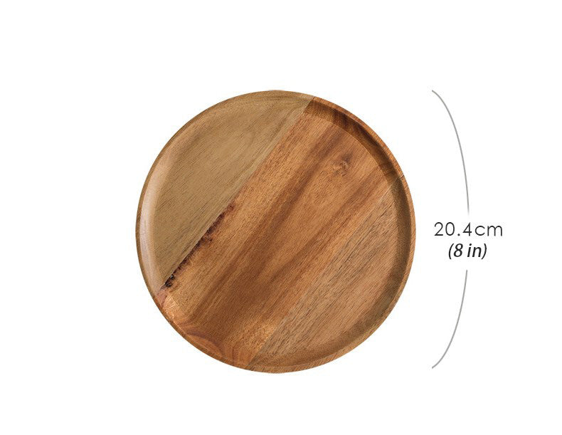Artisanal Round Acacia Wood Tray | Handcrafted Minimalist Decor & Serving Plate
