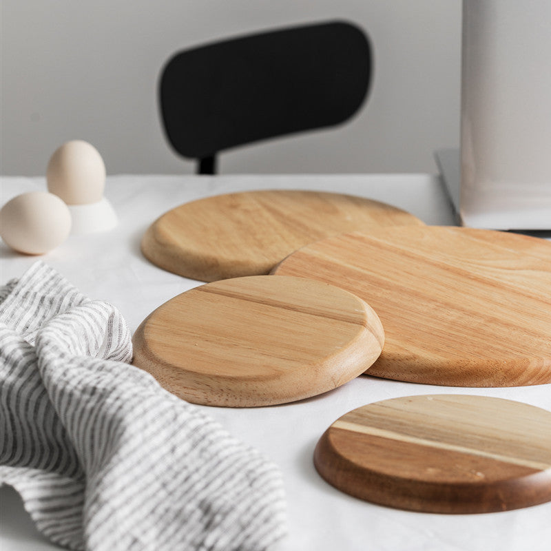 Artisanal Round Acacia Wood Tray | Handcrafted Minimalist Decor & Serving Plate