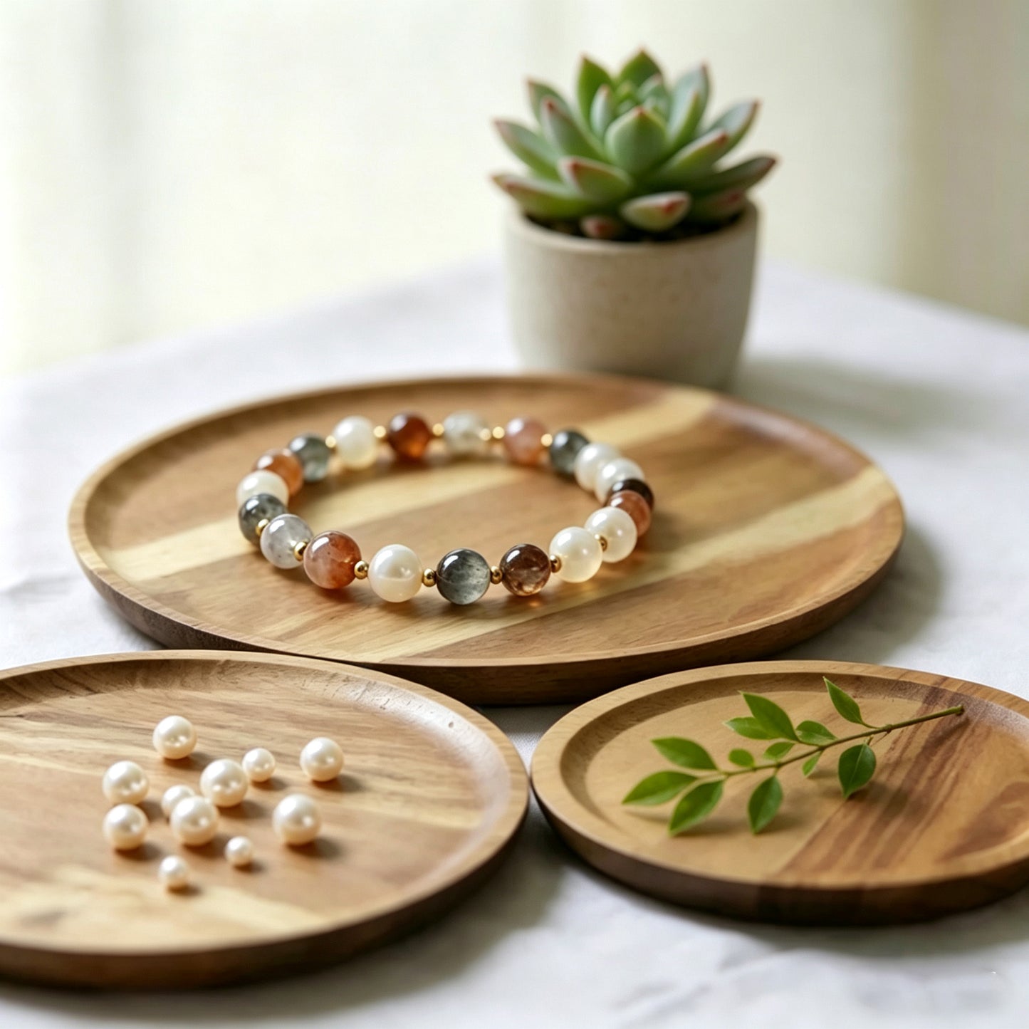 Artisanal Round Acacia Wood Tray | Handcrafted Minimalist Decor & Serving Plate